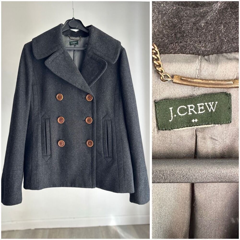 J. Crew Wool Blend Peacock Coat Jacket No Size Tag Flawed Lining PTP 21”
